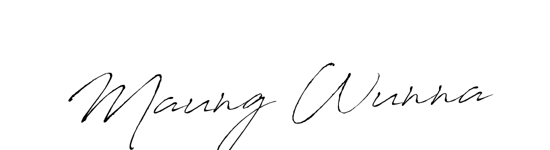 Use a signature maker to create a handwritten signature online. With this signature software, you can design (Antro_Vectra) your own signature for name Maung Wunna. Maung Wunna signature style 6 images and pictures png