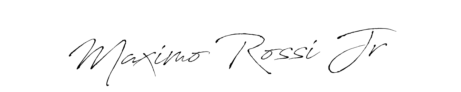 How to make Maximo Rossi Jr name signature. Use Antro_Vectra style for creating short signs online. This is the latest handwritten sign. Maximo Rossi Jr signature style 6 images and pictures png