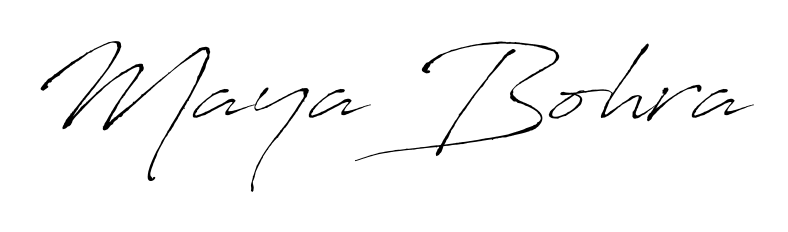 Looking for an artistic signature for Maya Bohra? The Antro_Vectra calligraphy style gives a sophisticated flow suitable for business cards and emails. Maya Bohra signature style 6 images and pictures png