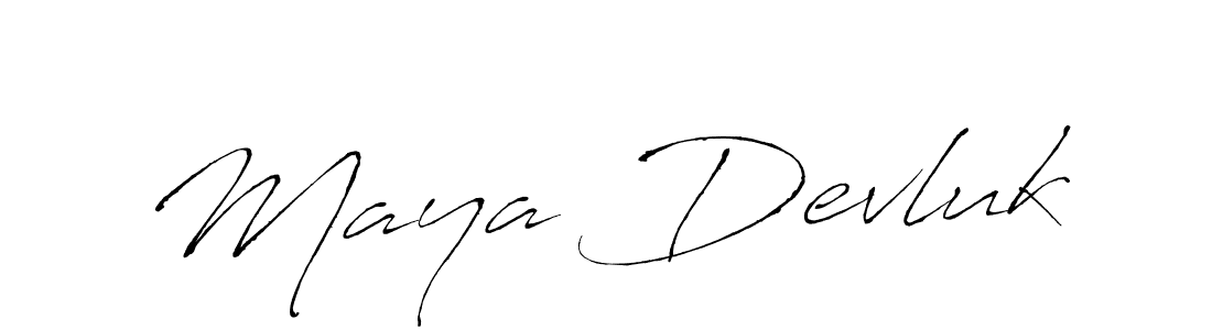 Use a signature maker to create a handwritten signature online. With this signature software, you can design (Antro_Vectra) your own signature for name Maya Devluk. Maya Devluk signature style 6 images and pictures png