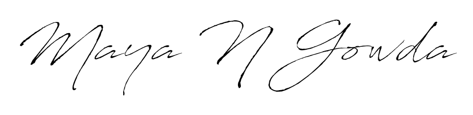Stand out with a creative autograph for Maya N Gowda. The Antro_Vectra styling blends modern aesthetics with classic signature flourishes. Maya N Gowda signature style 6 images and pictures png