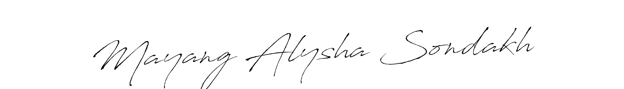 Make a beautiful signature design for name Mayang Alysha Sondakh. With this signature (Antro_Vectra) style, you can create a handwritten signature for free. Mayang Alysha Sondakh signature style 6 images and pictures png