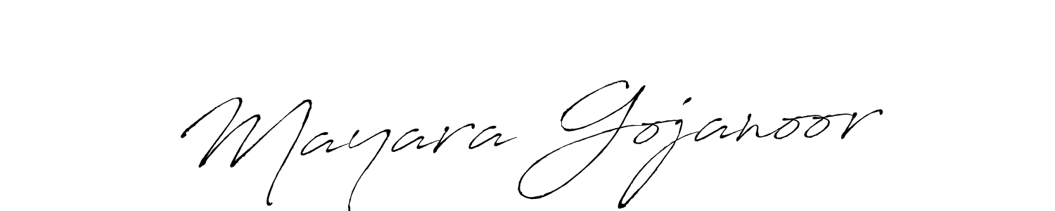 How to make Mayara Gojanoor name signature. Use Antro_Vectra style for creating short signs online. This is the latest handwritten sign. Mayara Gojanoor signature style 6 images and pictures png