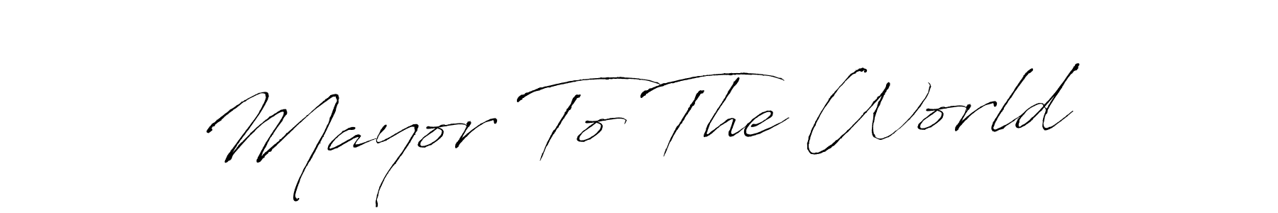 Similarly Antro_Vectra is the best handwritten signature design. Signature creator online .You can use it as an online autograph creator for name Mayor To The World. Mayor To The World signature style 6 images and pictures png