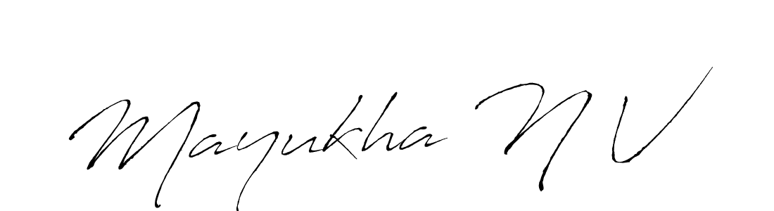 How to make Mayukha N V name signature. Use Antro_Vectra style for creating short signs online. This is the latest handwritten sign. Mayukha N V signature style 6 images and pictures png