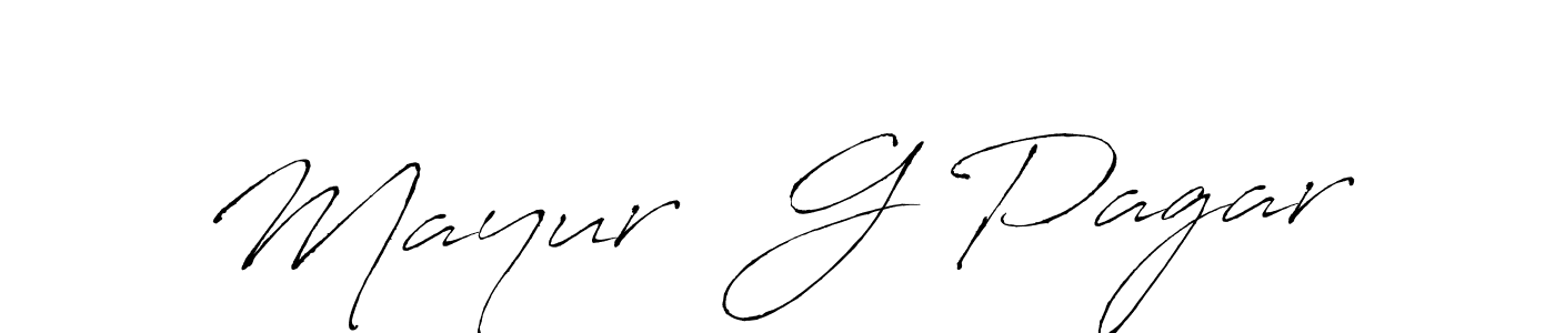 The best way (Antro_Vectra) to make a short signature is to pick only two or three words in your name. The name Mayur  G Pagar include a total of six letters. For converting this name. Mayur  G Pagar signature style 6 images and pictures png