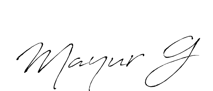 Create a beautiful signature design for name Mayur G. With this signature (Antro_Vectra) fonts, you can make a handwritten signature for free. Mayur G signature style 6 images and pictures png