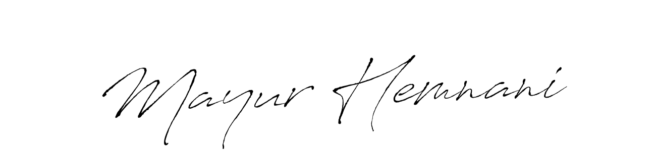 How to make Mayur Hemnani name signature. Use Antro_Vectra style for creating short signs online. This is the latest handwritten sign. Mayur Hemnani signature style 6 images and pictures png