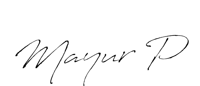 Also we have Mayur P name is the best signature style. Create professional handwritten signature collection using Antro_Vectra autograph style. Mayur P signature style 6 images and pictures png