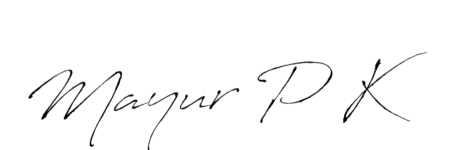 Design your own signature with our free online signature maker. With this signature software, you can create a handwritten (Antro_Vectra) signature for name Mayur P K. Mayur P K signature style 6 images and pictures png