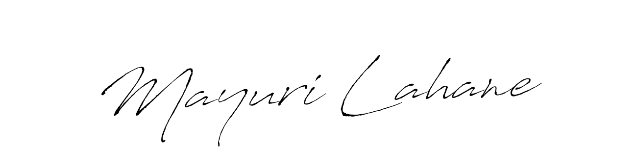 How to make Mayuri Lahane name signature. Use Antro_Vectra style for creating short signs online. This is the latest handwritten sign. Mayuri Lahane signature style 6 images and pictures png