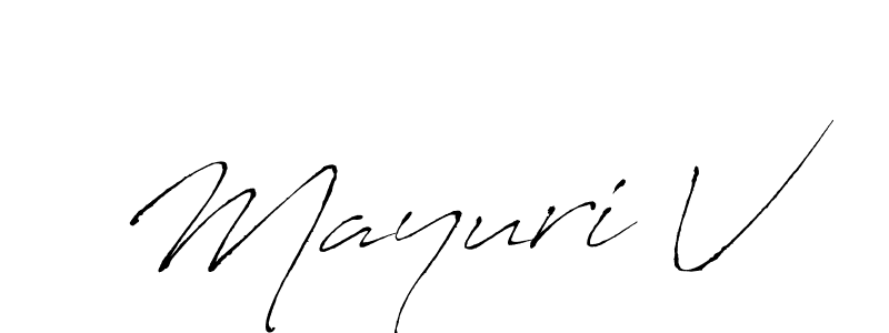 The best way (Antro_Vectra) to make a short signature is to pick only two or three words in your name. The name Mayuri V include a total of six letters. For converting this name. Mayuri V signature style 6 images and pictures png