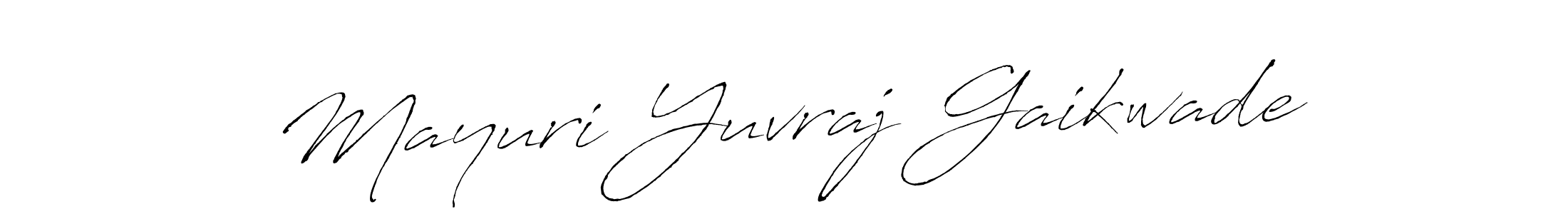You should practise on your own different ways (Antro_Vectra) to write your name (Mayuri Yuvraj Gaikwade) in signature. don't let someone else do it for you. Mayuri Yuvraj Gaikwade signature style 6 images and pictures png