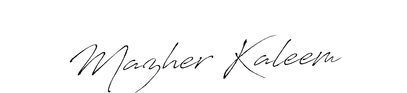 Design your own signature with our free online signature maker. With this signature software, you can create a handwritten (Antro_Vectra) signature for name Mazher Kaleem. Mazher Kaleem signature style 6 images and pictures png