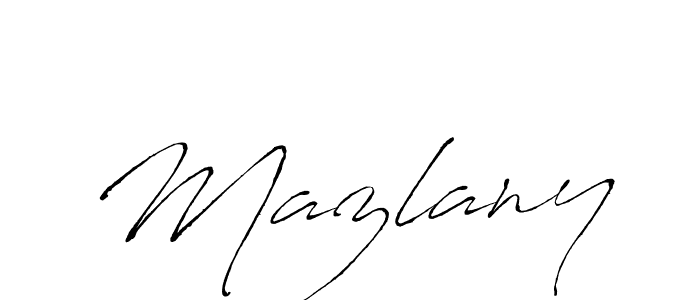 The best way (Antro_Vectra) to make a short signature is to pick only two or three words in your name. The name Mazlany include a total of six letters. For converting this name. Mazlany signature style 6 images and pictures png