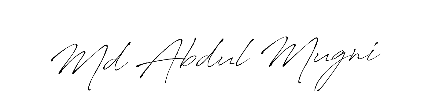 How to make Md Abdul Mugni name signature. Use Antro_Vectra style for creating short signs online. This is the latest handwritten sign. Md Abdul Mugni signature style 6 images and pictures png