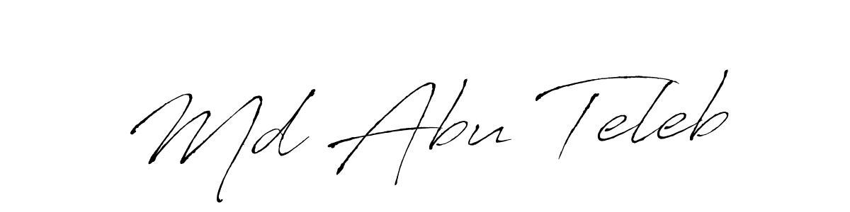 The best way (Antro_Vectra) to make a short signature is to pick only two or three words in your name. The name Md Abu Teleb include a total of six letters. For converting this name. Md Abu Teleb signature style 6 images and pictures png