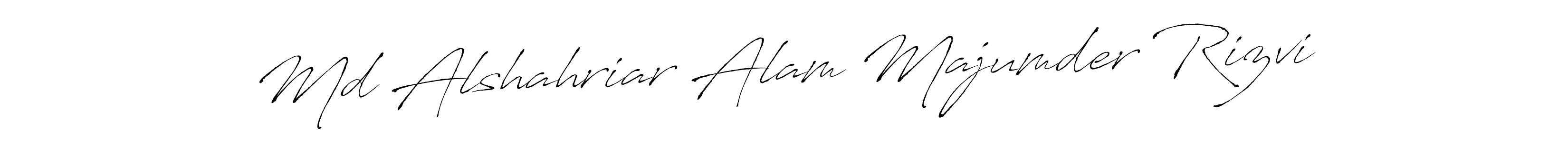 The best way (Antro_Vectra) to make a short signature is to pick only two or three words in your name. The name Md Alshahriar Alam Majumder Rizvi include a total of six letters. For converting this name. Md Alshahriar Alam Majumder Rizvi signature style 6 images and pictures png