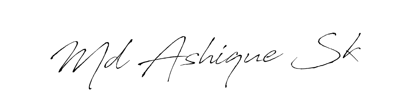 The best way (Antro_Vectra) to make a short signature is to pick only two or three words in your name. The name Md Ashique Sk include a total of six letters. For converting this name. Md Ashique Sk signature style 6 images and pictures png