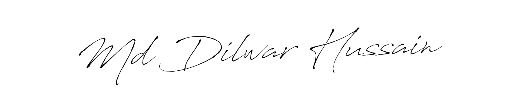 How to make Md Dilwar Hussain name signature. Use Antro_Vectra style for creating short signs online. This is the latest handwritten sign. Md Dilwar Hussain signature style 6 images and pictures png