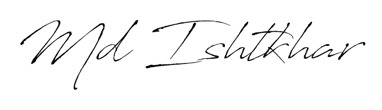 Antro_Vectra is a professional signature style that is perfect for those who want to add a touch of class to their signature. Get Md Ishtkhar name fancy signature for free. Md Ishtkhar signature style 6 images and pictures png