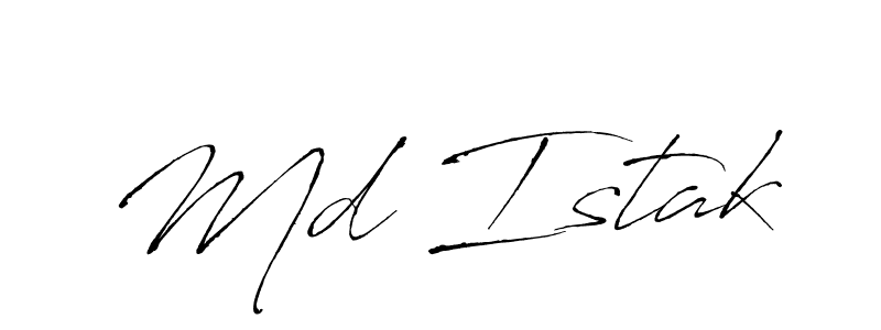 The best way (Antro_Vectra) to make a short signature is to pick only two or three words in your name. The name Md Istak include a total of six letters. For converting this name. Md Istak signature style 6 images and pictures png