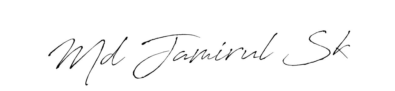 The best way (Antro_Vectra) to make a short signature is to pick only two or three words in your name. The name Md Jamirul Sk include a total of six letters. For converting this name. Md Jamirul Sk signature style 6 images and pictures png