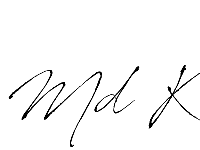 The best way (Antro_Vectra) to make a short signature is to pick only two or three words in your name. The name Md K include a total of six letters. For converting this name. Md K signature style 6 images and pictures png