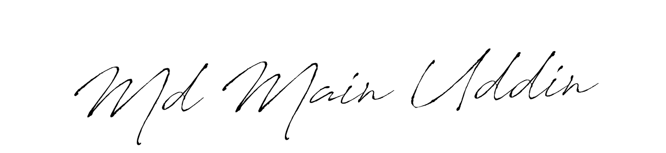 The best way (Antro_Vectra) to make a short signature is to pick only two or three words in your name. The name Md Main Uddin include a total of six letters. For converting this name. Md Main Uddin signature style 6 images and pictures png