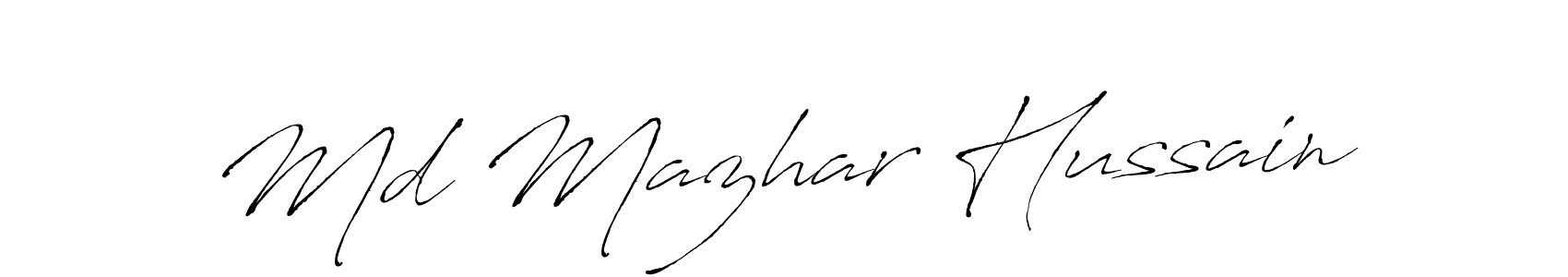 Use a signature maker to create a handwritten signature online. With this signature software, you can design (Antro_Vectra) your own signature for name Md Mazhar Hussain. Md Mazhar Hussain signature style 6 images and pictures png