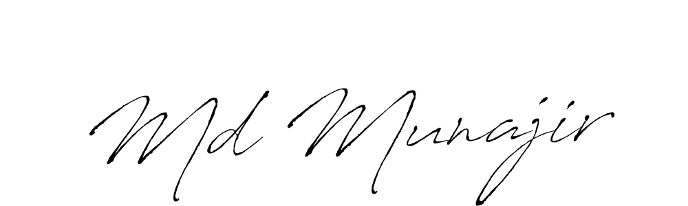 How to make Md Munajir name signature. Use Antro_Vectra style for creating short signs online. This is the latest handwritten sign. Md Munajir signature style 6 images and pictures png