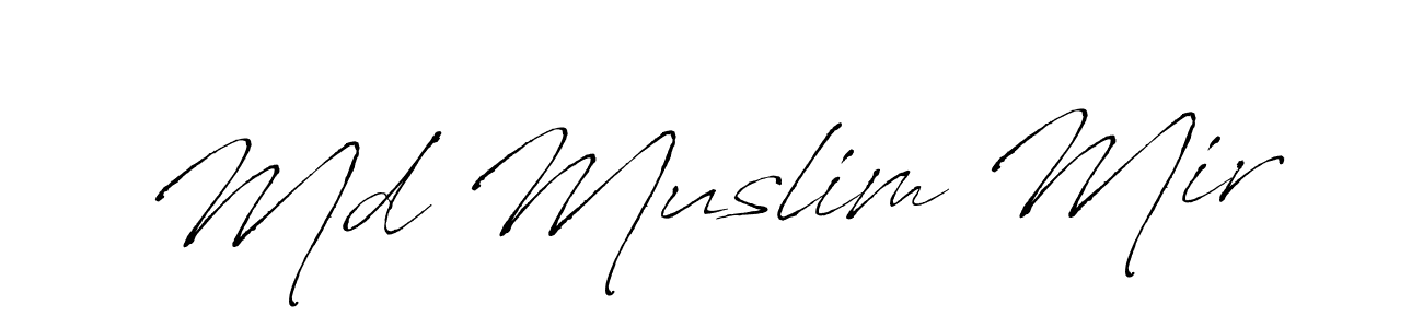 The best way (Antro_Vectra) to make a short signature is to pick only two or three words in your name. The name Md Muslim Mir include a total of six letters. For converting this name. Md Muslim Mir signature style 6 images and pictures png