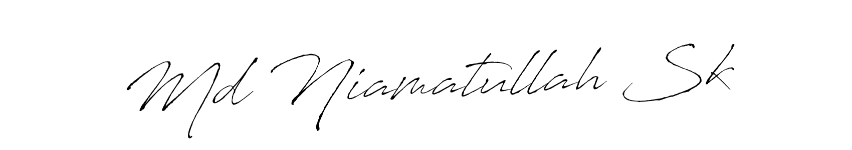 The best way (Antro_Vectra) to make a short signature is to pick only two or three words in your name. The name Md Niamatullah Sk include a total of six letters. For converting this name. Md Niamatullah Sk signature style 6 images and pictures png