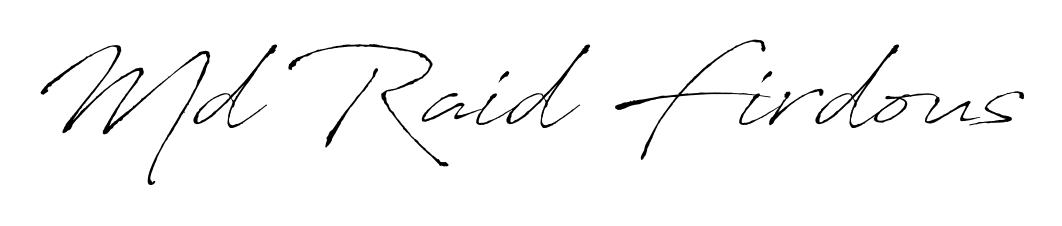 This is the best signature style for the Md Raid Firdous name. Also you like these signature font (Antro_Vectra). Mix name signature. Md Raid Firdous signature style 6 images and pictures png