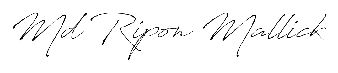 You should practise on your own different ways (Antro_Vectra) to write your name (Md Ripon Mallick) in signature. Don't let someone else do it for you. Md Ripon Mallick signature style 6 images and pictures png