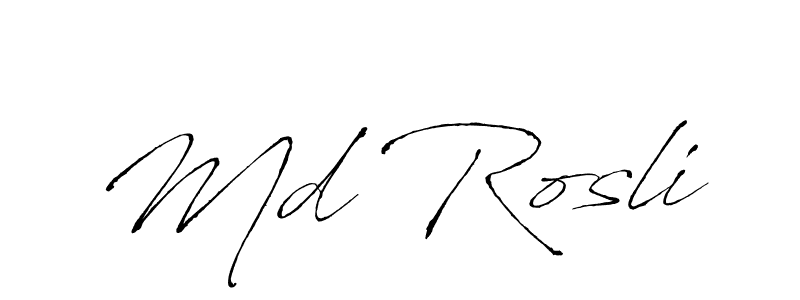 Design your own signature with our free online signature maker. With this signature software, you can create a handwritten (Antro_Vectra) signature for name Md Rosli. Md Rosli signature style 6 images and pictures png