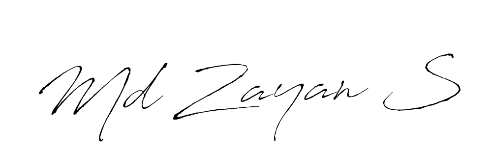 The best way (Antro_Vectra) to make a short signature is to pick only two or three words in your name. The name Md Zayan S include a total of six letters. For converting this name. Md Zayan S signature style 6 images and pictures png