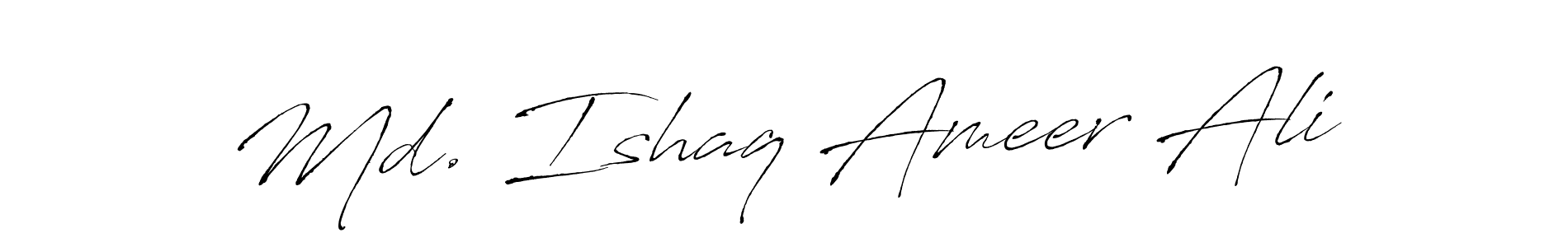 See photos of Md. Ishaq Ameer Ali official signature by Spectra . Check more albums & portfolios. Read reviews & check more about Antro_Vectra font. Md. Ishaq Ameer Ali signature style 6 images and pictures png