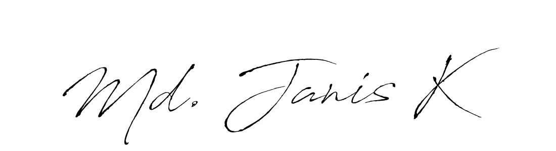 How to make Md. Janis K name signature. Use Antro_Vectra style for creating short signs online. This is the latest handwritten sign. Md. Janis K signature style 6 images and pictures png
