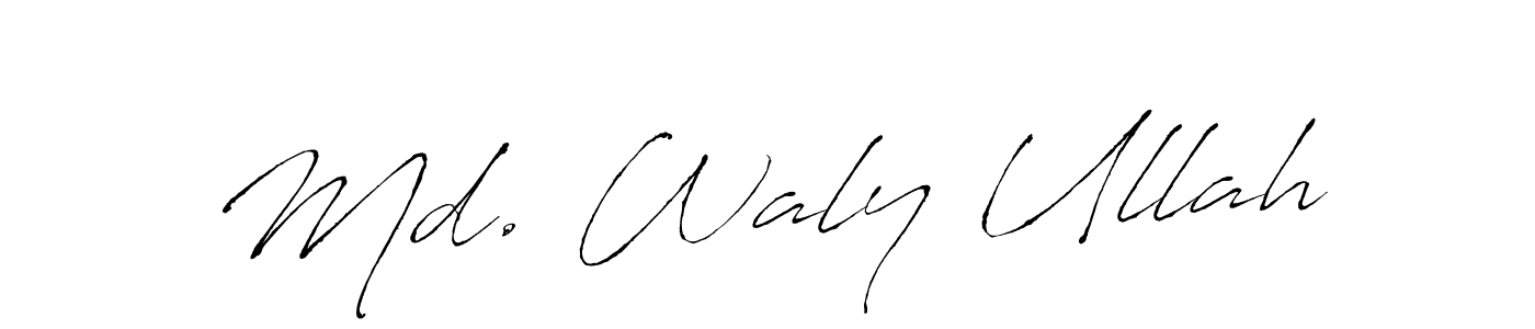 This is the best signature style for the Md. Waly Ullah name. Also you like these signature font (Antro_Vectra). Mix name signature. Md. Waly Ullah signature style 6 images and pictures png