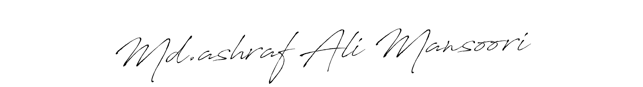 The best way (Antro_Vectra) to make a short signature is to pick only two or three words in your name. The name Md.ashraf Ali Mansoori include a total of six letters. For converting this name. Md.ashraf Ali Mansoori signature style 6 images and pictures png