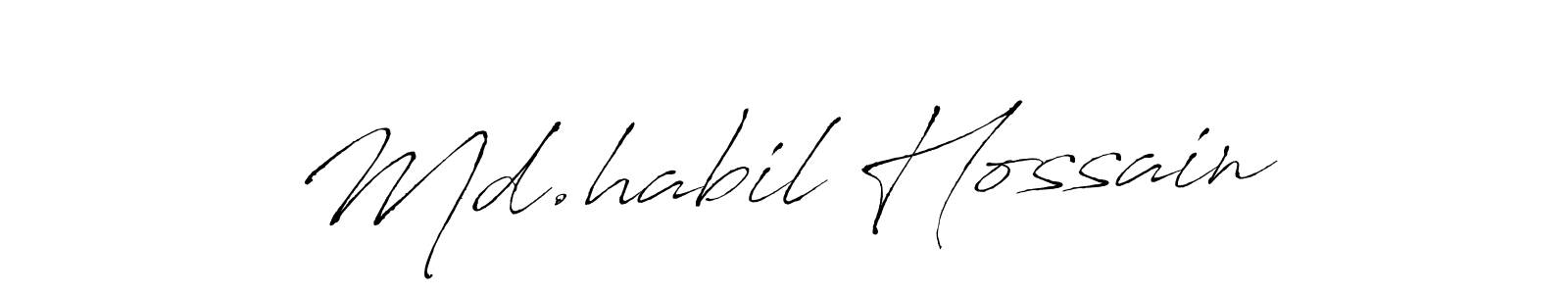 How to make Md.habil Hossain signature? Antro_Vectra is a professional autograph style. Create handwritten signature for Md.habil Hossain name. Md.habil Hossain signature style 6 images and pictures png