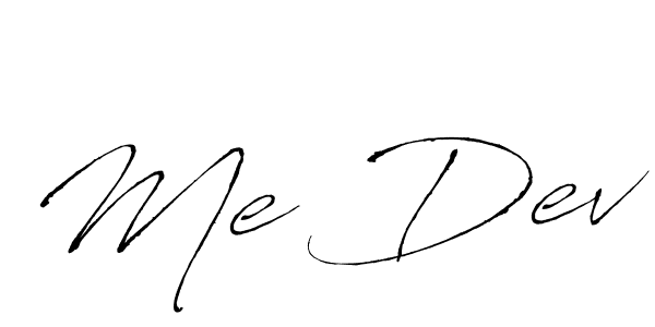 The best way (Antro_Vectra) to make a short signature is to pick only two or three words in your name. The name Me Dev include a total of six letters. For converting this name. Me Dev signature style 6 images and pictures png