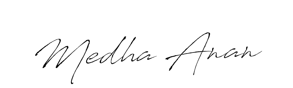 Also You can easily find your signature by using the search form. We will create Medha Anan name handwritten signature images for you free of cost using Antro_Vectra sign style. Medha Anan signature style 6 images and pictures png