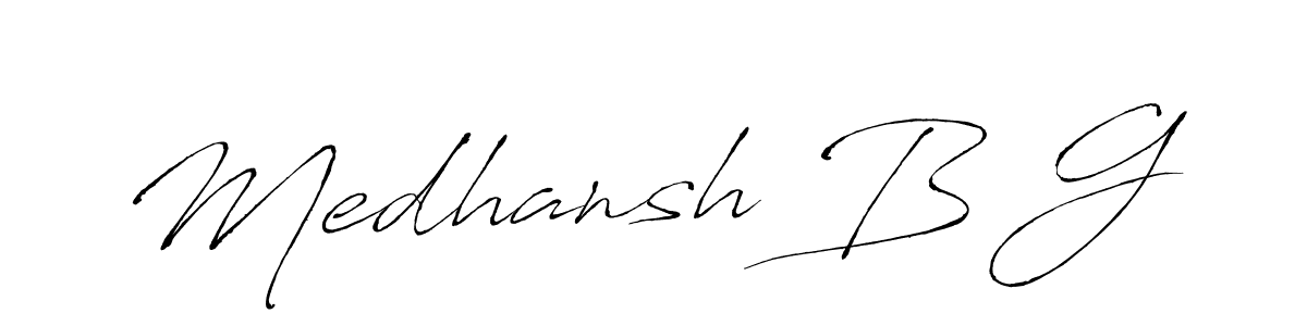 How to make Medhansh B G signature? Antro_Vectra is a professional autograph style. Create handwritten signature for Medhansh B G name. Medhansh B G signature style 6 images and pictures png