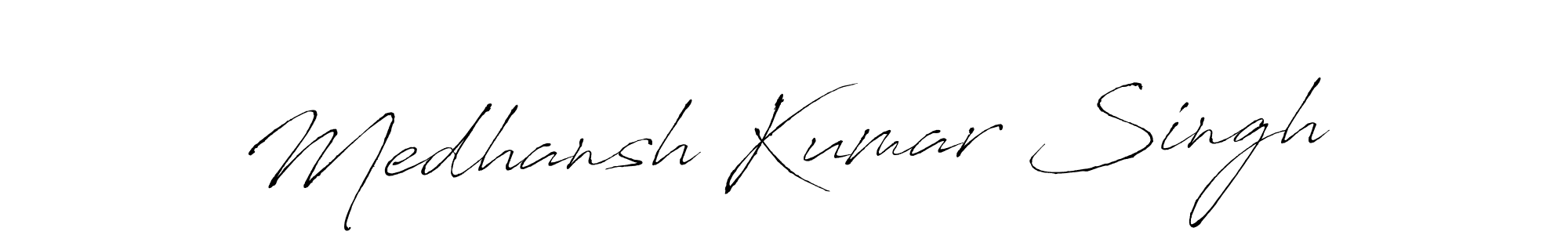 The best way (Antro_Vectra) to make a short signature is to pick only two or three words in your name. The name Medhansh Kumar Singh include a total of six letters. For converting this name. Medhansh Kumar Singh signature style 6 images and pictures png