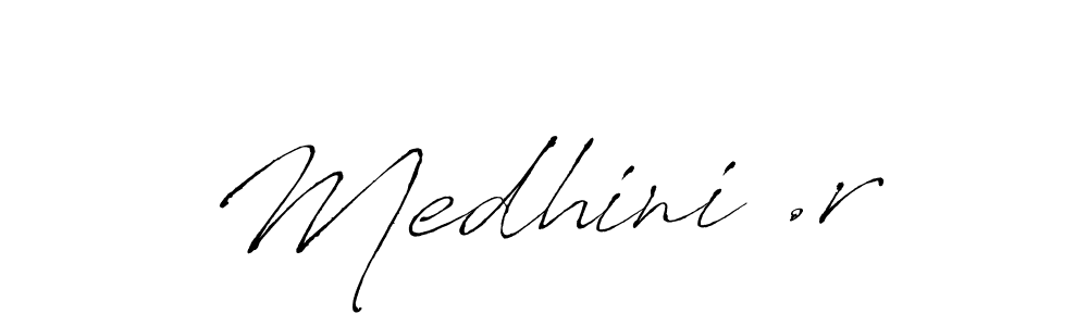 The best way (Antro_Vectra) to make a short signature is to pick only two or three words in your name. The name Medhini .r include a total of six letters. For converting this name. Medhini .r signature style 6 images and pictures png