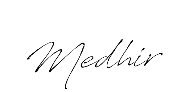 Use a signature maker to create a handwritten signature online. With this signature software, you can design (Antro_Vectra) your own signature for name Medhir. Medhir signature style 6 images and pictures png