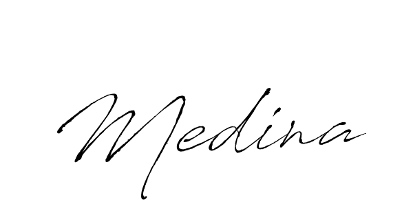 Use a signature maker to create a handwritten signature online. With this signature software, you can design (Antro_Vectra) your own signature for name Medina. Medina signature style 6 images and pictures png