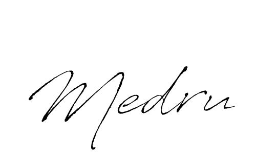 How to make Medru name signature. Use Antro_Vectra style for creating short signs online. This is the latest handwritten sign. Medru signature style 6 images and pictures png
